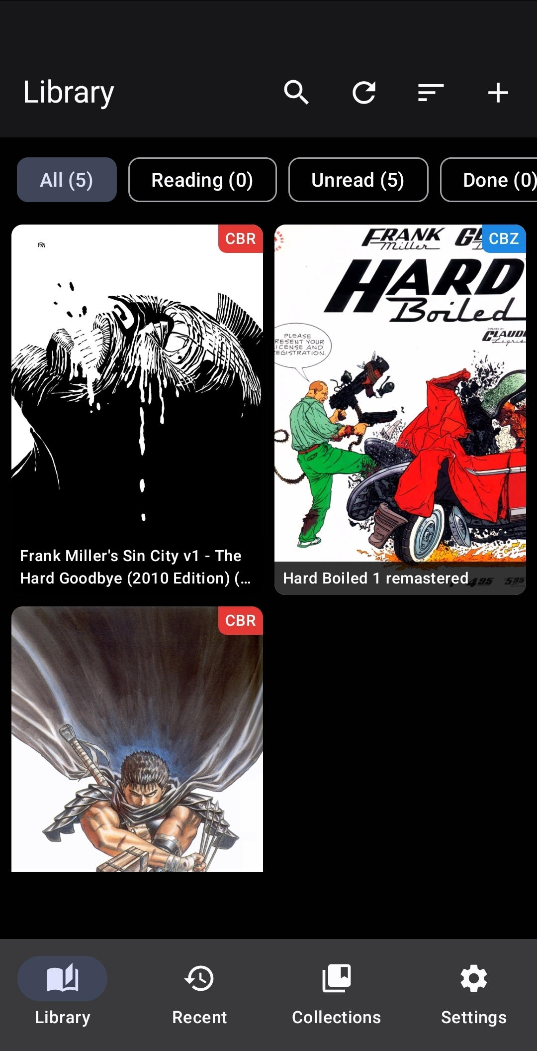 Comic library grid
